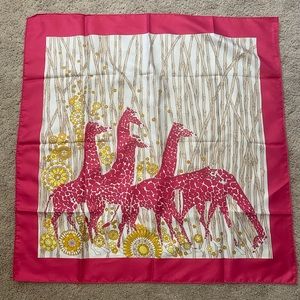 Pink giraffe yellow flower scarf